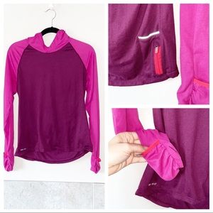 Nike Running Two Tone Thumb Hole Hooded Sweatshirt